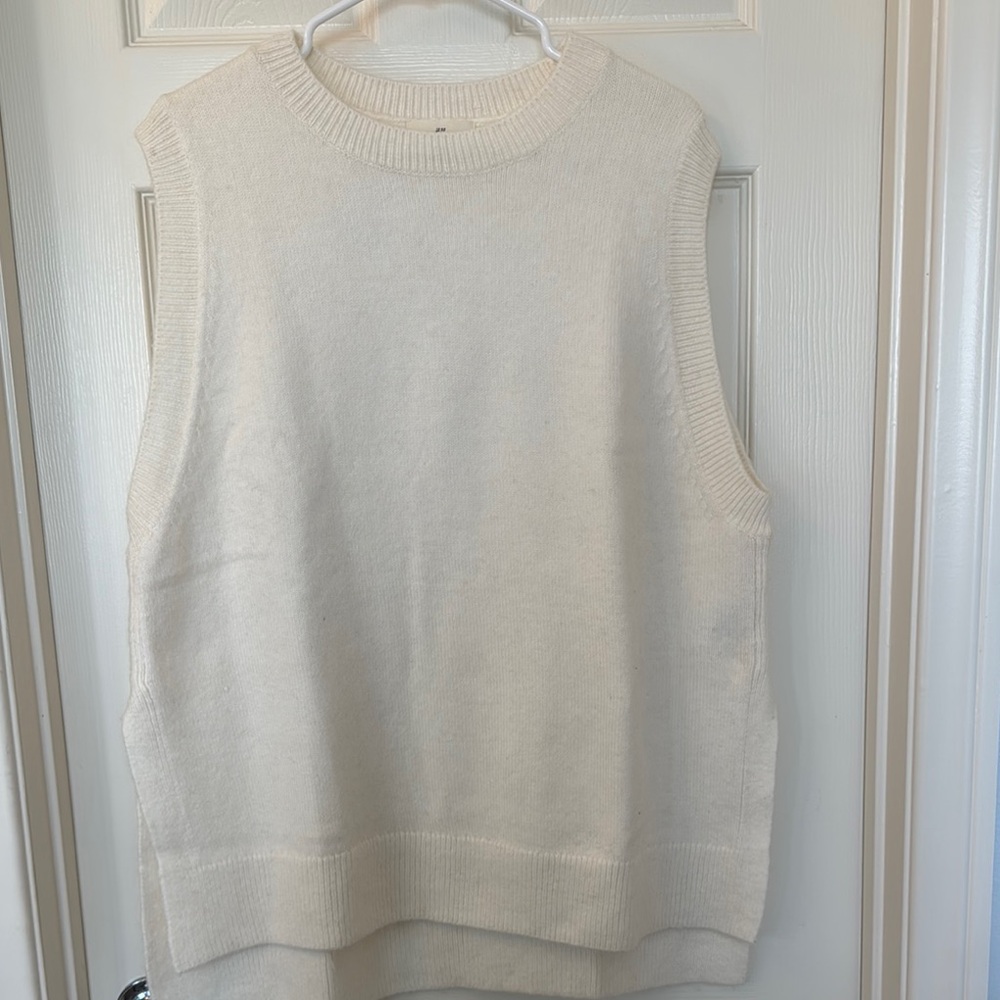 Cream Sleeveless Knit Sweater